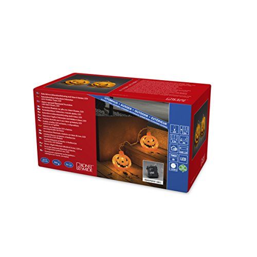 Halloween Decoration LED Light Set with 2 Acrylic Pumpkins for Outdoor Use (IP44)/Battery Operated: 4xAA 1.5V (excl.)/6h Timer/24 Warm White diodes/Transparent Cable
