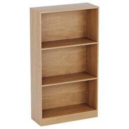 Vida Designs Cambridge 3 Tier Medium Bookcase, Oak Wooden Shelving Display Storage Unit Office Living Room Furniture