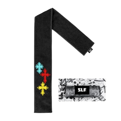SLEEFS Crosses Chroma Black Thin Football Towel - 100% microfiber polyester offers absorbency and durability for better grip control lightweight, machine washable