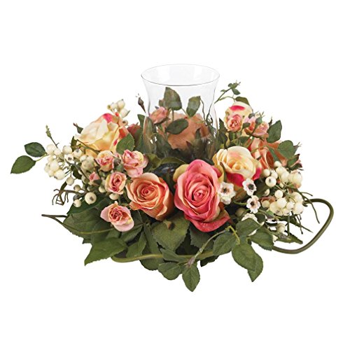 Nearly Natural 4685-AP Mini Rose Candelabrum Silk Flower Arrangement,Assorted Pastel