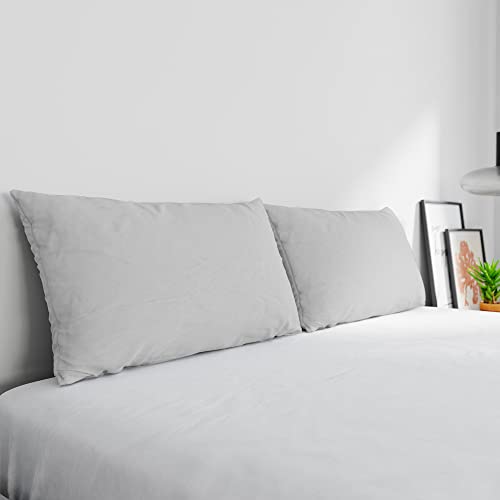 Max Color Pair of Pillowcases 100% Cotton, Made in Italy, Pillowcase Size 50 x 80 cm with Inner Flap, Plain Colour – Light Grey
