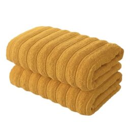 BERIBO Cloud Turkish Towel Set 100% Cotton 620gsm (Golden Sand, 2 Hand Towels)