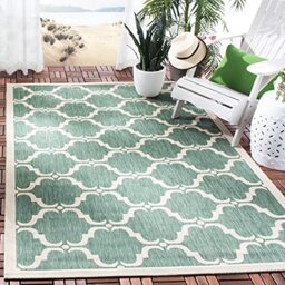 Safavieh Trellis Indoor/Outdoor Woven Rectangle Area Rug, Courtyard Collection, CY6009, in Dark Green / Beige, 122 X 170 cm for Garden, Patio or Any Outdoor Space