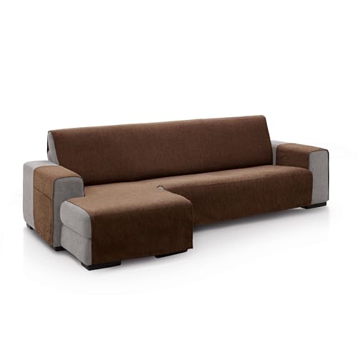 FAVERTI?? Left Arm Chaise Longue Sofa Cover 240 (Front View) - PEGO Model - Brown - Extra Soft Chenille Touch, Quality Chaise Protector Made in Spain with Recycled Material