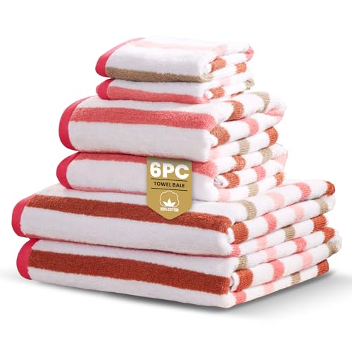 Rapport Home Amalfi 6-Piece Towel Bale - Luxurious 100% Cotton 500GSM Set for Soft Absorbent Comfort, Quick-Dry Use and Elegant Bathroom Style - Bale Pink