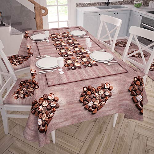 PETTI Artigiani Italiani Rectangular, Microfiber, Decorative Printed Table Cloth, 100% Made in Italy, Chocolate, 140x360