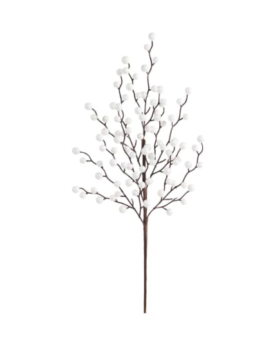 WeRChristmas White Berry Christmas Tree Pick, 55cm - 55cm white artificial berry pick with brown branches and paper-wrapped stem for trees, wreaths and festive arrangements