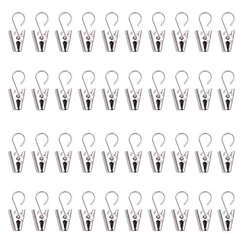 Stainless Steel Metal Curtain Clips with Hooks Silver Curtains Clip for Curtains Photos Home Decoration Shower Curtain Hanging Pack of 40