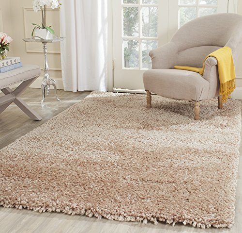 Safavieh Shaggy Indoor Hand Tufted Rectangle Area Rug, Popcorn Shag Collection, SG267, in Beige, 91 X 152 cm for Living Room, Bedroom or Any Indoor Space