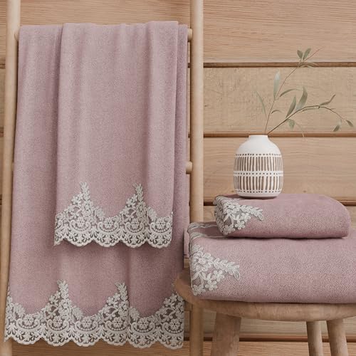 PETTI Artigiani Italiani - 100% Cotton Terry Bath Towels, 1+1 Towel Set, 2 Pieces 1 Face Towel and 1 Hand Towel, Onion