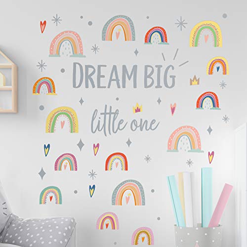 WALPLUS Colorful Rainbow Wall Stickers for Nursery, Kids Room Decor, Removable Vinyl Decals, DIY Baby Girl & Boy Bedroom Art, 45x45