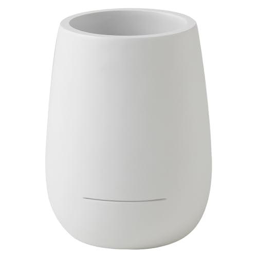 Gedy Kira Toothbrush Holder Bathroom Resin Matte White - ??8,4xH11,3 cm - Matte white resin - Minimalist design - Desktop - Coordinated