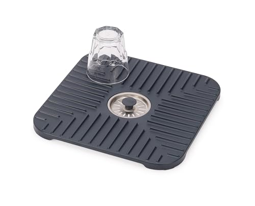 Joseph Joseph SinkShield Sink Saver Mat with Draining Plug, Protects Sink, Glasses, Dishes, Removable Plug, Non-Slip, Quick Drainage