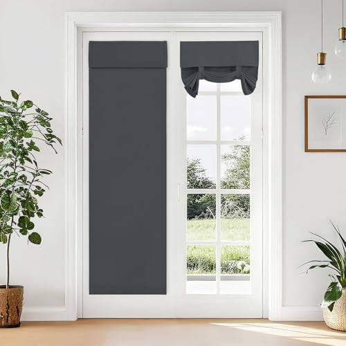 Vatge French Door Curtain for Sidelight Curtains, Front Door Curtains for Glass Window, 1 Panel, W30 x L70, Grey