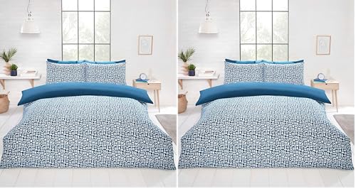 Rapport Home Pebbles Microfibre Duvet Cover Set Single-size Bedding Blue with Pillowcases included (Pack of 2)