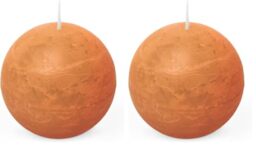 Spaas Rustic Ball Candle 80 mm 24h, Orange (Pack of 2)