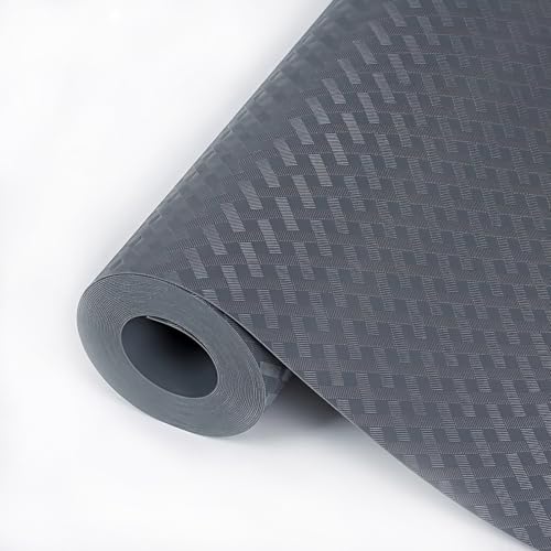 Hersvin Shelf Liners 12 in x 20 ft EVA Drawer Mats, Non-Adhesive Cupboard Pad, Kitchen Cabinet Lining Fridge Cushion (Gray/Crossed Stripe, 30.5x610cm)