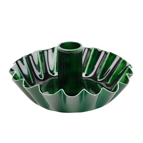Talking Tables Scalloped Dark Green Metal Dinner Candle Holder, Handmade in India with Enamel Finish, Elegant Table Décor, Christmas, Centrepiece, Versatile Use for Dinner Ambiance