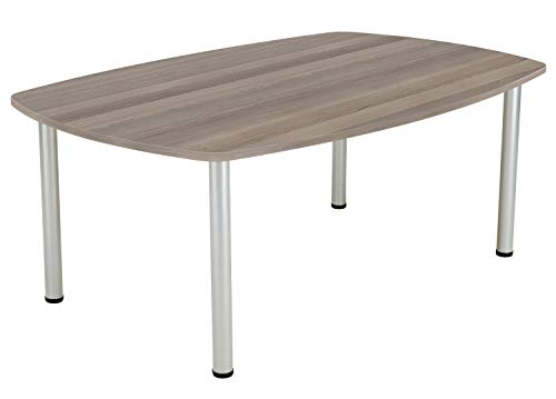 Office Hippo Large Sturdy Workstation for Boardroom, Meeting or Shared Space, Desk, Table, Durable Design, Grey Oak, 180 x 120 x 73 cm