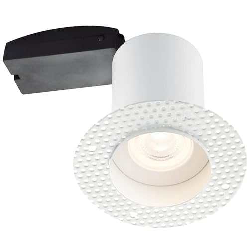 National Lighting RAVEL Fire Rated Round Trimless Plaster in GU10 LED Anti Glare Low Profile Die Cast Ceiling Downlight Spotlight