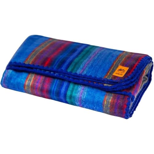 ALPAKITAS Alpaca Wool Soft Blanket - Twin Size Blanket - Cozy Throw Blanket, Lightweight, Breathable, Hypoallergenic, Premium Handmade - 75 x 38 Inches (Purple & Blue)