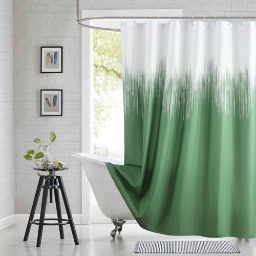 "BESTRIPES 54x78 Inch Stall Shower Curtain, Green and White Fabric Shower Curtains for Bathroom, Modern Decorative Bathroom Curtains, 54"" W x 78"" H"