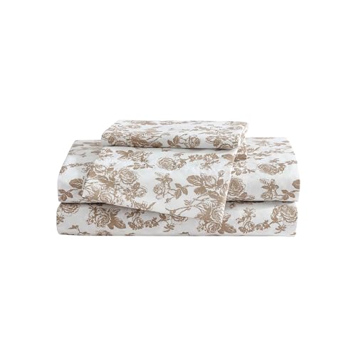 Betsey Johnson - King Bed Sheets, Soft & Lightweight Bedding, Fade & Wrinkle Resistant (Garden Toile Brown, King)