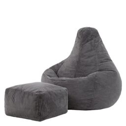 icon Dalton Cord Bean Bag & Footstool with Filling Included, Grey