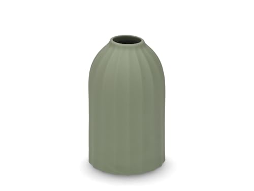 H&H Sage Green Porcelain Arborea Single Flower Vase - Minimal Cylindrical Design - Size 7x12cm - Elegant Home Table Decoration