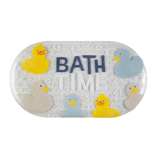 Beldray Antibac Rubber Duck Bath Mat – Non-Slip Suction Base, Cushioned Comfort, 69 x 39cm, Easy-Clean, Resists Stains & Bacteria Build-Up, Waterproof Bathtub Mat for Bathroom