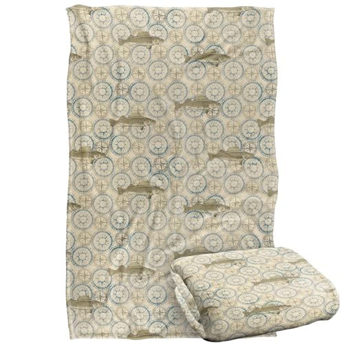 Jq Licensing - Jl-Jp-Jq Walleye Compass Fishing Pattern Silky Touch Super Soft Throw Blanket 91 x 147 Cm