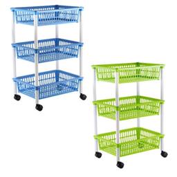 axentia Storage Trolley, Plastic, Blue or Green, Approx. 40 x 30 x 64 cm