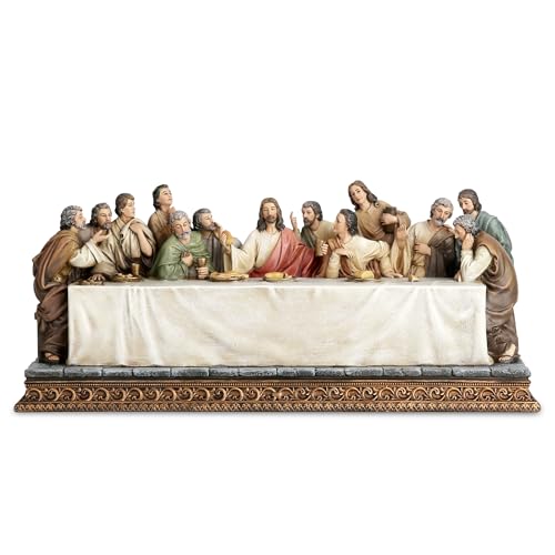 "BC Catholic The Last Supper Statue, Inspired by Leonardo da Vinci, 12.2"" L Full Color Inspirational Gift Home D??cor, Renaissance Sculpture Handpainted by Buildclassic"