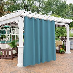 BONZER Outdoor Curtains for Patio Waterproof - Light Blocking Weather Resistant Privacy Grommet Blackout Curtains for Gazebo, Porch, Pergola, Cabana, Deck, Sunroom, 1 Panel, 100W x 84L inch, Teal