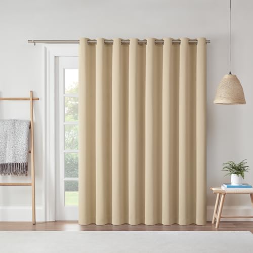 "Eclipse Darrell Thermaweave Blackout Grommet Extra Wide 84"" x 100"" Sliding Patio Door Curtain Panel in Wheat"