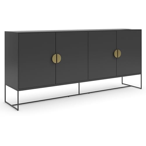 Dorel Home Asia Sideboard with 4 Doors in Anthracite, 40x180x82cm (DxWxH)