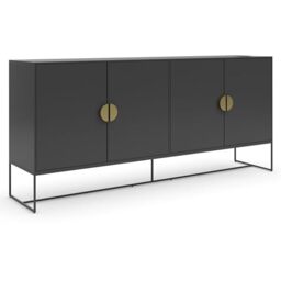 Dorel Home Asia Sideboard with 4 Doors in Anthracite, 40x180x82cm (DxWxH)