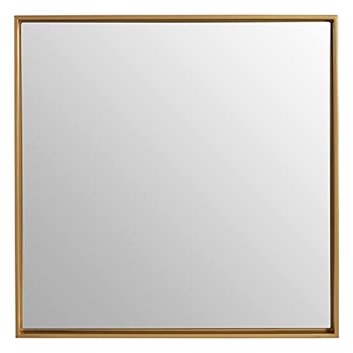 Premier Housewares Wall Mirror Bathroom/Bedroom/Hallway Wall Mounted Medium Gold Mirrors/Square Minimalistic Mirrors For Living Room 4 x 42 x 42