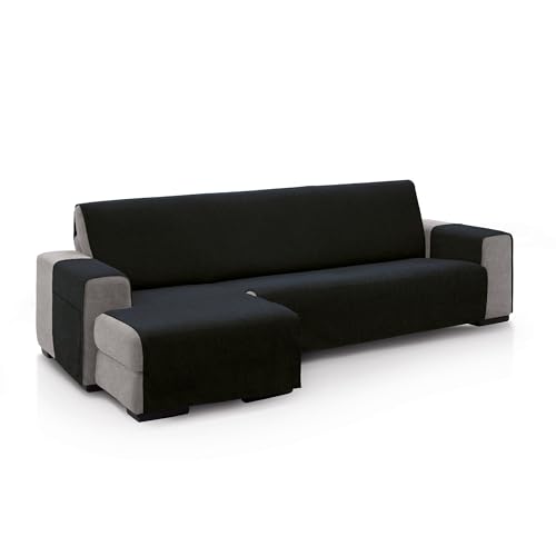 ECOMMERC3 - Chaise Longue Sofa Cover for Left Arm Back Size 280 cm - Black Chaise Longue Sofa Cover Soft Touch 100% Made in Spain