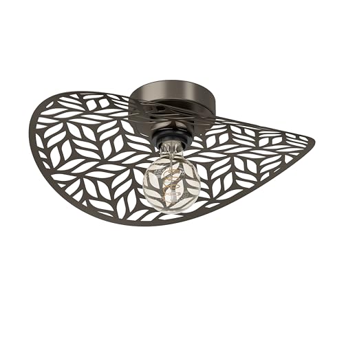 EGLO Ceiling light fixture Swaby, living room lamp with decorative lampshade, bedroom and hallway lighting, bronze coloured steel, E27 socket