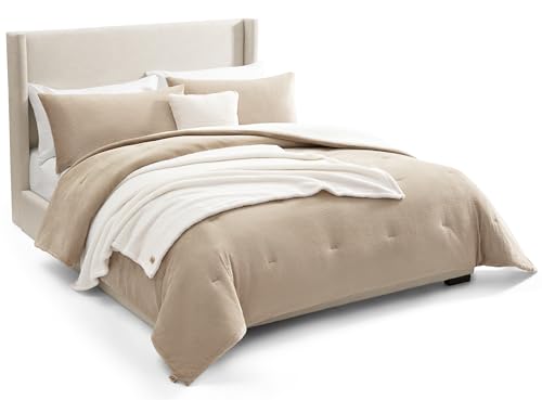 UGG Remina Comforter Set 5 Piece Bed in a Bag with Throw Blanket, Decorative Pillow, Shams, and Reversible Comforter Hypoallergenic Washable Luxury Plush Warm Fluffy Bedding Set, King, Brown Birch
