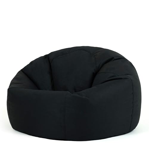 Bean Bag Bazaar Hi-Rest Kids Bean Bag Chair, Black, Indoor Outdoor Water-Resistant Fabric, Kids Chair with Filling Included, Garden, Outdoor Seating, Playroom, Bedroom