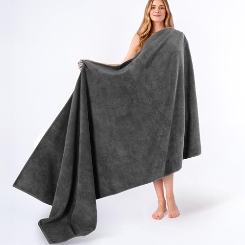 American Soft Linen Oversized Bath Sheet 40x80, Jumbo Large Bath Towels for Bathroom, 100% Ringspun Cotton Bath Sheet for Adults, Bath Sheets Towels, Gray Bath Sheet