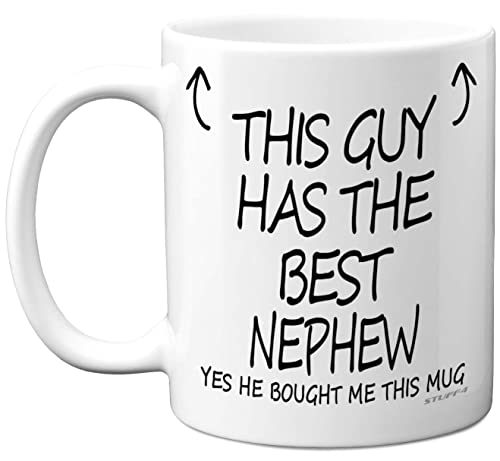 Stuff4 This Guy Has The Best Nephew Mug, Christmas Day Presents Gift - Nephew Gifts, 11oz Ceramic Dishwasher Safe Coffee Mugs, Uncle Gifts for Birthday, Premium Cup Made in UK