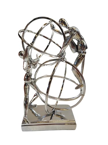 DRW Figurine of Men in Metal Balls 15x8x26cm