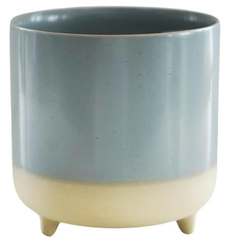Ivyline Jolie Matte Reactive Glaze Tri-Foot Planter in Sky Blue - Stylish and Waterproof - Indoor Ceramic Houseplant Pot with Feet - H12cm x D12cm