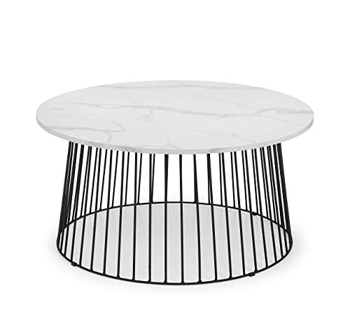 Julian Bowen Broadway Coffee Table, White Marble Effect - H40 x W80 x D80cm