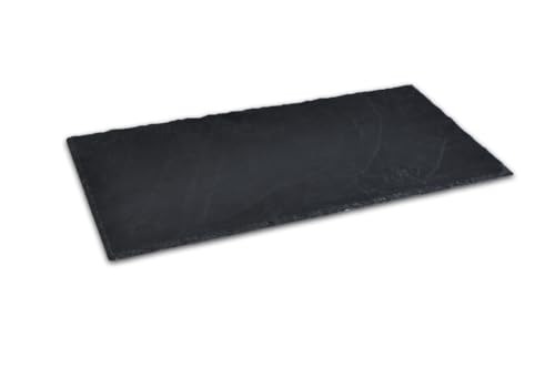 apollo THE HOUSEWARES BRAND Slate Large Runner, Black Slate Serving Board - Natural Slate with Non-Slip Rubber Feet, for Appetisers Antipasti Snacks Cakes Desserts and More, Square Rectangle 50x25x1cm