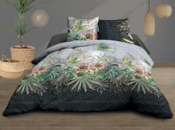 Le linge de Jules Duvet Cover 240 x 260 cm + 2 Pillowcases – Pure Cotton 57 Thread Count – Flora, Blue, Grey, Pink, Green