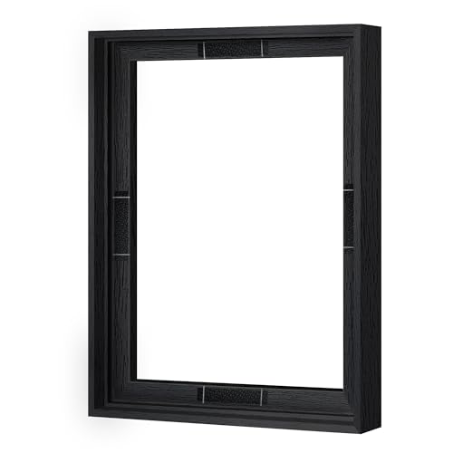 "Abtgt 11x14 Canvas Floating Frame with 0.9"" Deep, Black Floater Frame for Canvas Paintings with Adhesive, Vertical or Horizontal Wall Art frame for Prints Oil Painting Diamond Decor, 1 Pack."